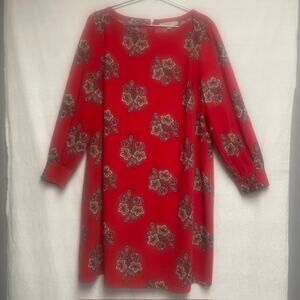 Loft Plus Women's Red Floral Paisley Long Sleeve Dress - Size 18